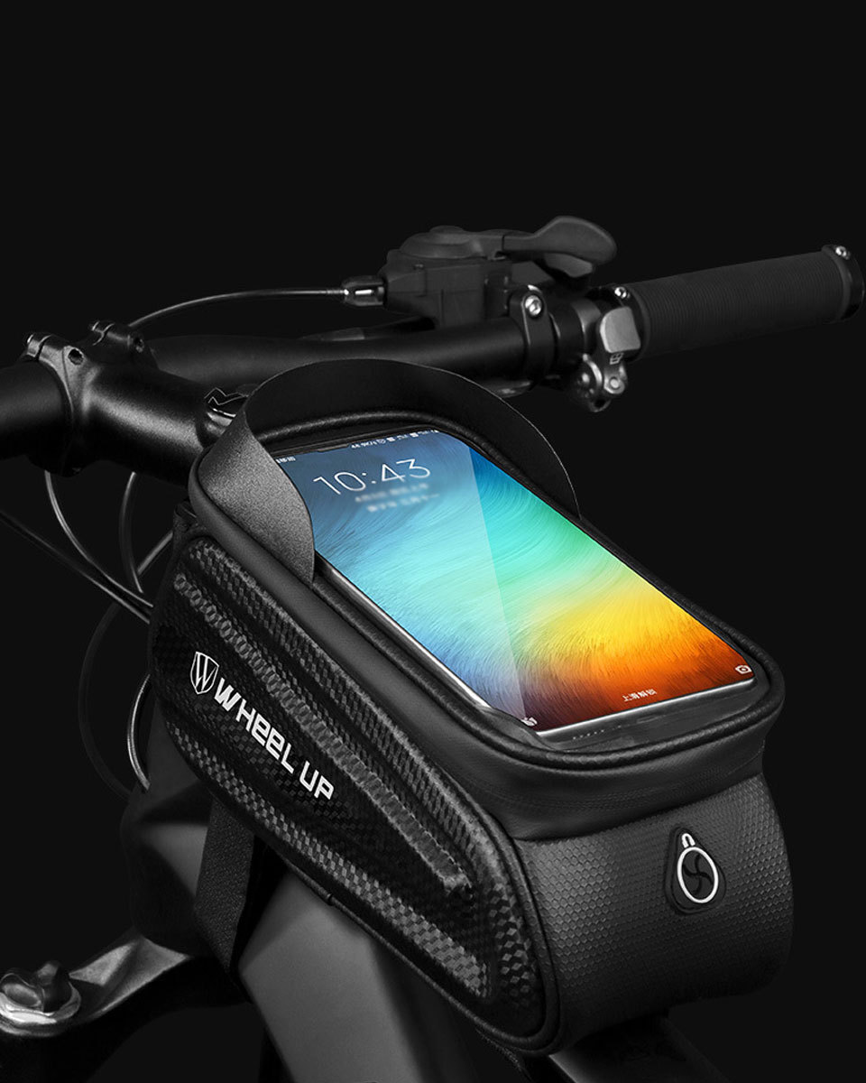 HHD 自転車 携帯電話 フロントフレームバッグ 防水 自転車 トップチューブ サイクリング 携帯電話マウントパック タッチスクリーンサンバイザ