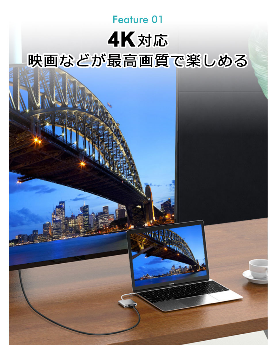 hdmi タイプc 変換 type-c to HDMI 変換アダプター 3in1 HDMI変換アダプター テレビ出力