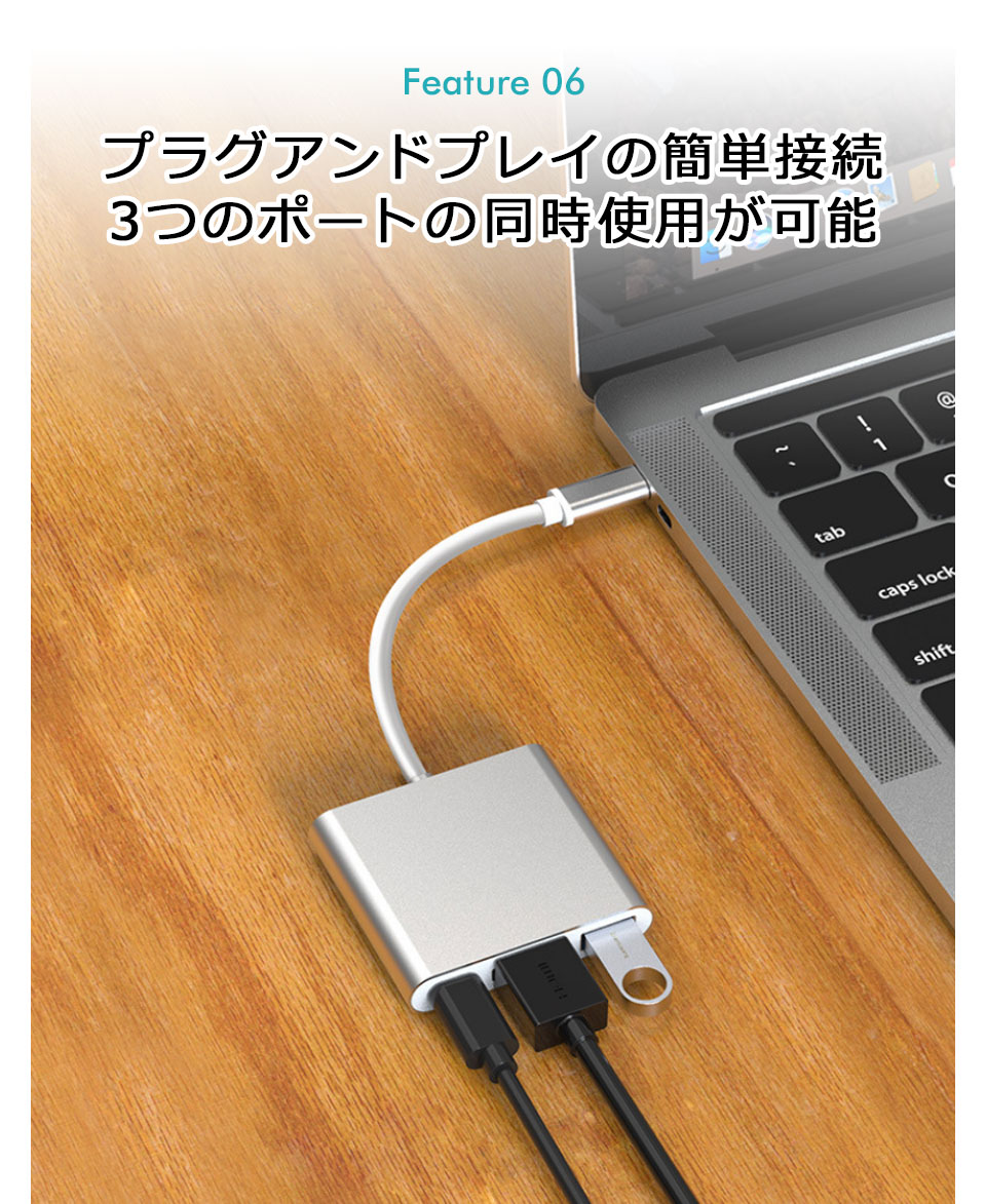 hdmi タイプc 変換 type-c to HDMI 変換アダプター 3in1 HDMI変換アダプター テレビ出力