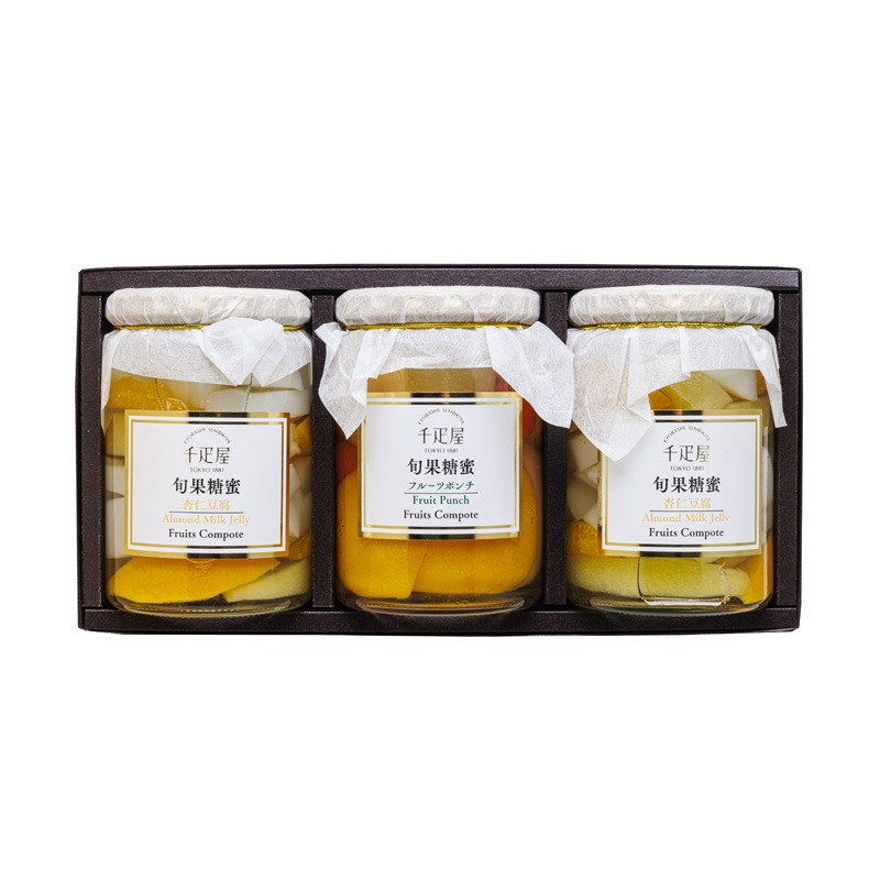 京橋千疋屋 千疋屋 ギフト 杏仁豆腐（2本）＆フルーツコンポート（1本