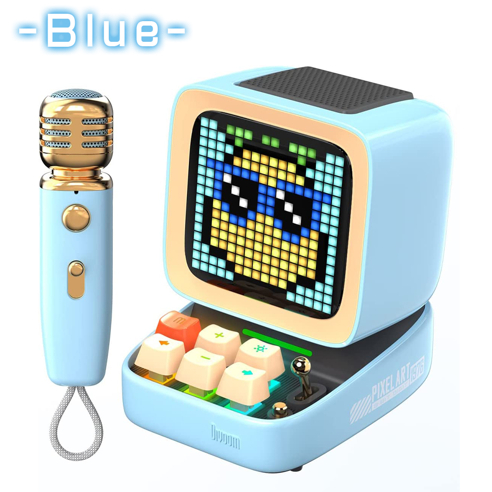 Divoom DitooMic 15W high quality wireless speaker Mike attaching pixel art karaoke game Appli . synchronizated Bluetooth5.0 clock timer .. certification 