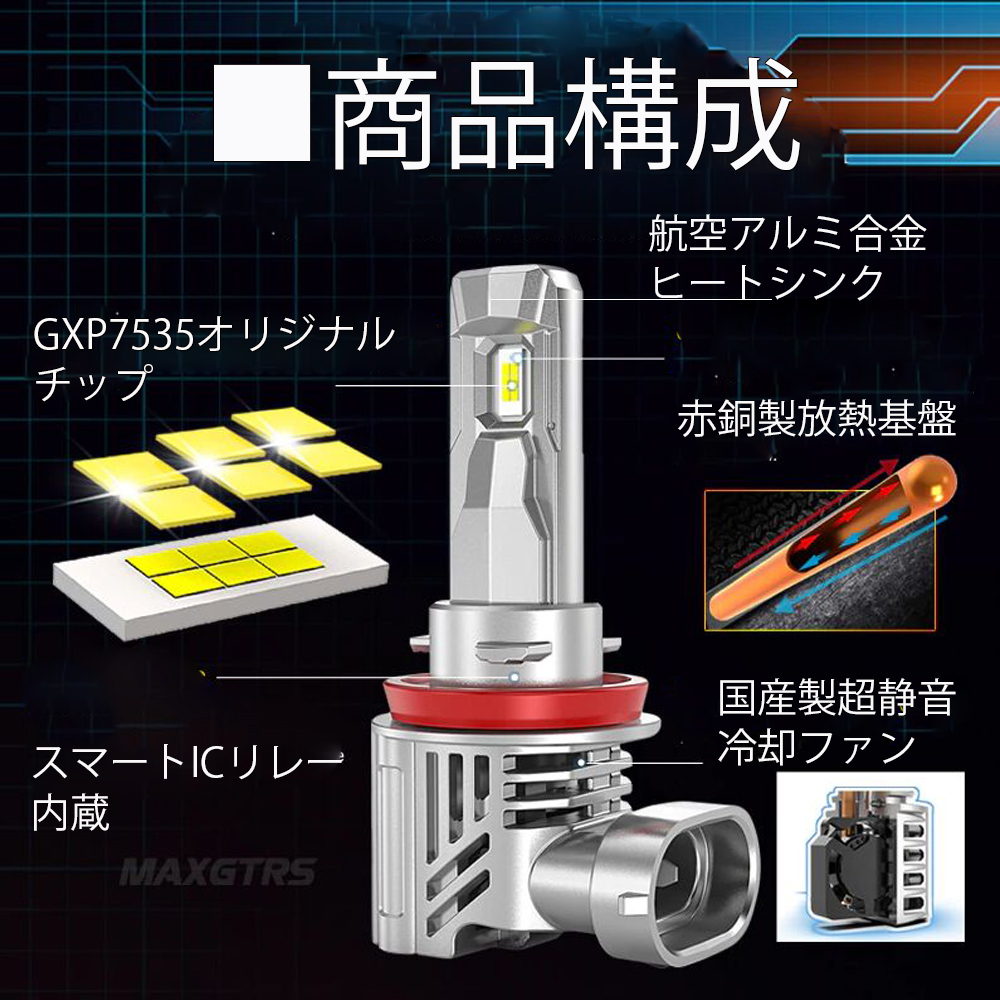 ポンつけ LEDヘッドライト H4 Hi/Lo切替 H7 H8/11/16 HB3 HB4 80W 18000ルーメン 6000K ファン付  GXP7035採用 2本 LM-E5 送料無料