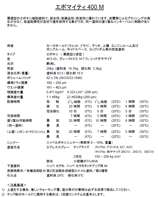 エポマイティ400M 20kg 非没水部下塗り塗料 錆止め塗料 新造船等に【日本ペイント・ニッペ】 : epomity400m : せんぐ屋 - 通販  - Yahoo!ショッピング