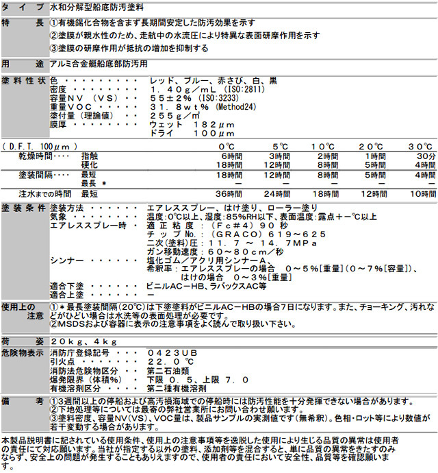 水和分解型船底防汚塗料 マリンスターA 4kg 【中国塗料】 : marinestar