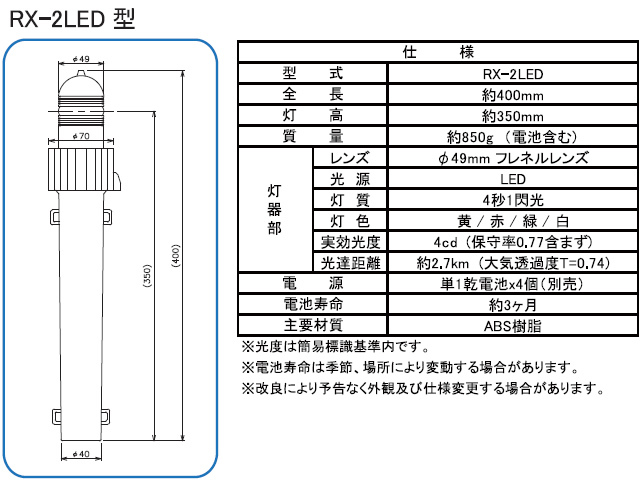 緑星社 乾電池式 小型標識灯 RX-2LED型 航路標識 シーライト : rss-rx-2led : せんぐ屋 - 通販 - Yahoo!ショッピング