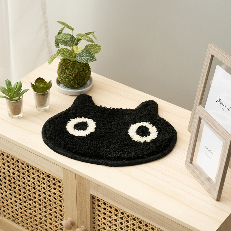 ミニマット おしゃれ 洗える 約22×27cm アクセントマット 猫 玄関 小物