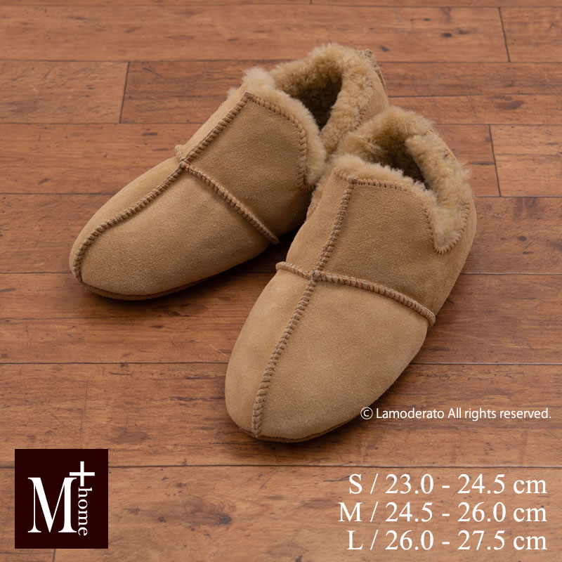 M＋home スリッパ ルームシューズ 冬 ムートンスリッパ 室内 室内履き