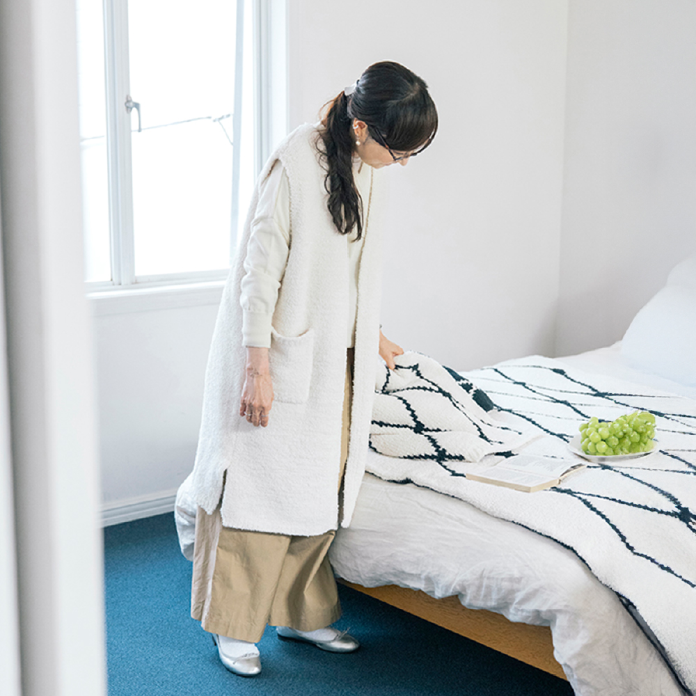 内田彩仍 M+home ロングベスト レディース トップス 冬 暖かい