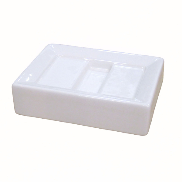 ソープディッシュ 陶器 石鹸置き 洗面 シンプル ホワイトキューブ  ホワイト センコー｜senkomat｜02