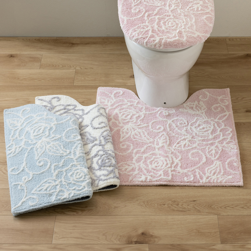 センコー トイレマット 約60×60cm おしゃれ 洗える 花柄 滑り止め