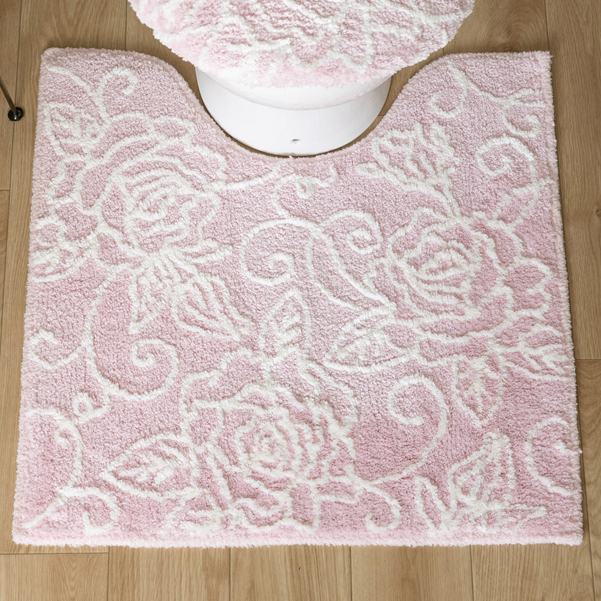 トイレマット 新品 セット４点 吸着型 ピンク おしゃれ 花柄 最新柄 141261121-r1.jpg