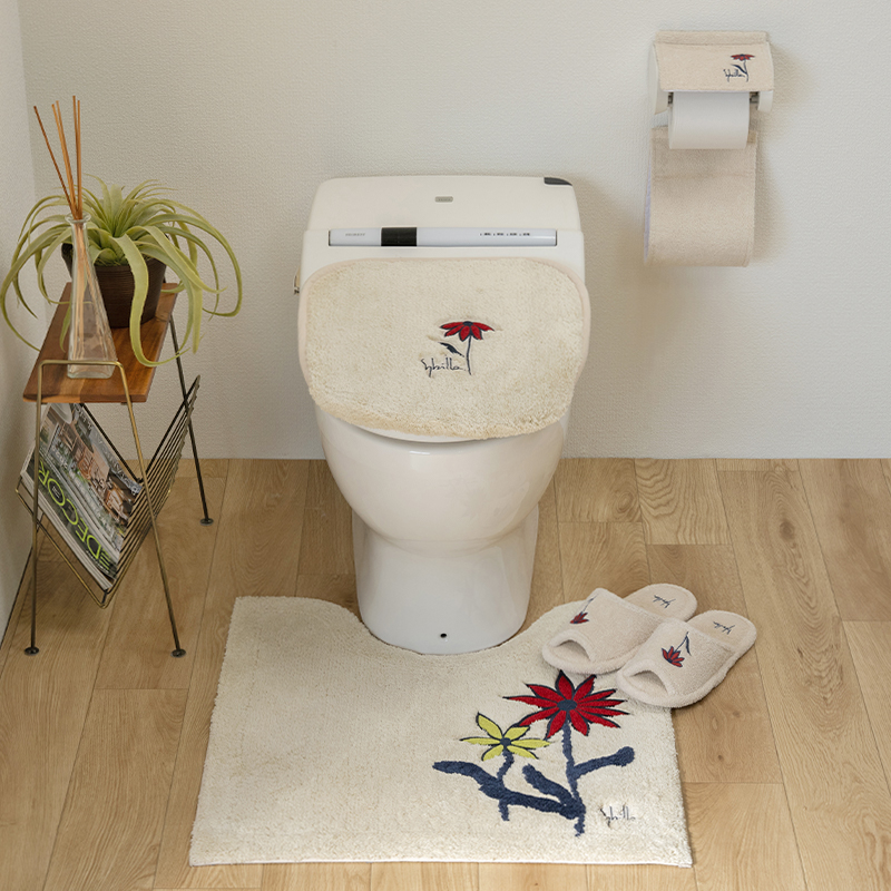 新品＊シビラ トイレタリー トイレセット4点＊トイレマット、フタカバー　スリッパ Sybilla（シビラ） トイレマットセット 4点 約60×60cm トイレマット+