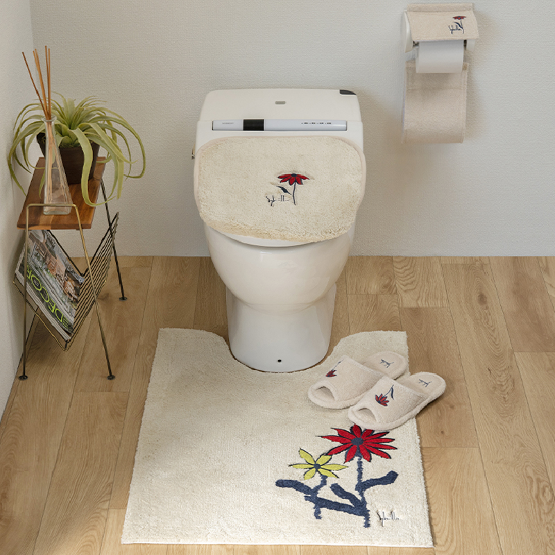 新品＊シビラ トイレタリー トイレセット4点＊トイレマット、フタカバー　スリッパ Sybilla（シビラ） トイレマットセット 4点 約80×60cm ロングトイレ