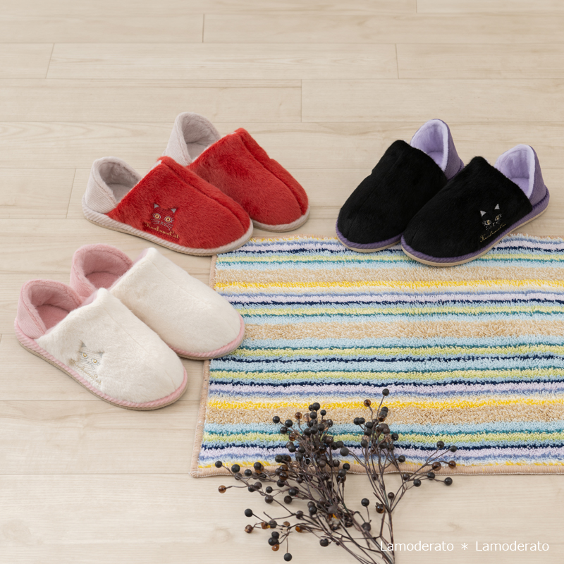 小悪魔CAT スリッパ ルームシューズ 冬 おしゃれ 洗える あったか