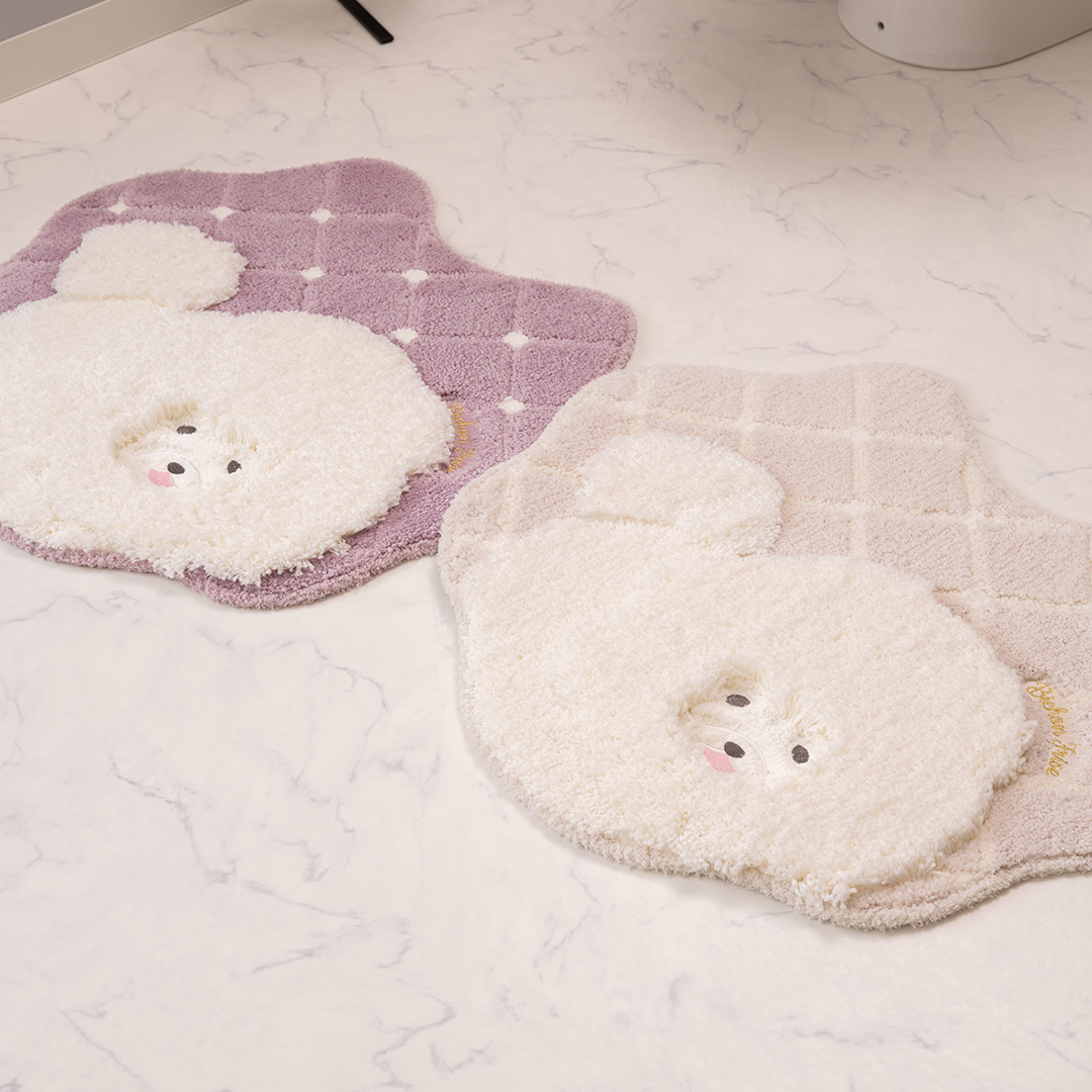 S.D.S トイレマット 犬柄 おしゃれ かわいい 洗える 滑り止め ベージュ