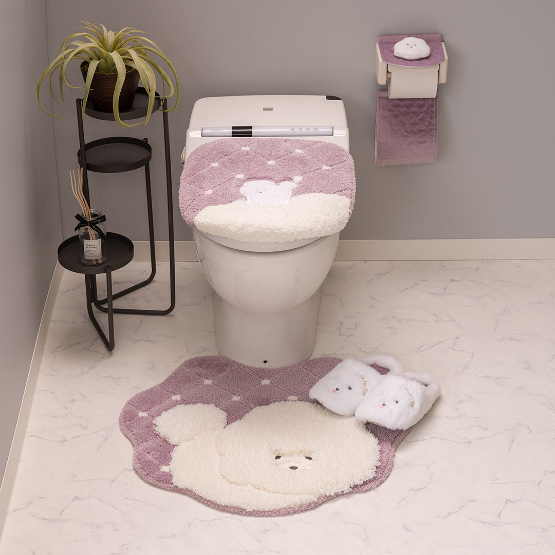 S.D.S トイレマットセット 4点 トイレマット 約58×65cm 兼用フタカバー