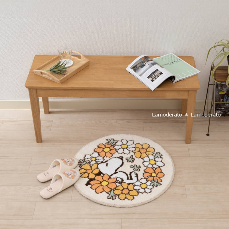 SNOOPY（スヌーピー） 玄関マット 室内 丸型 滑り止め 洗える