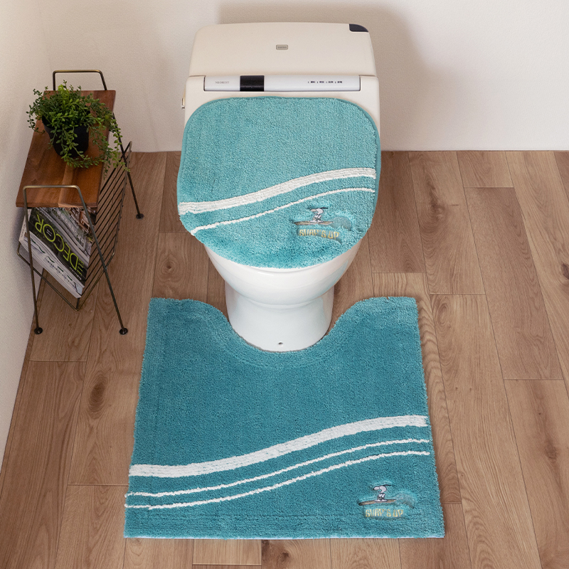 29日迄大特価 ブルー色 PEANUTS スヌーピー トイレマットセット 新品 SNOOPY トイレマットセット 2点 約58×60cm トイレマット+兼用