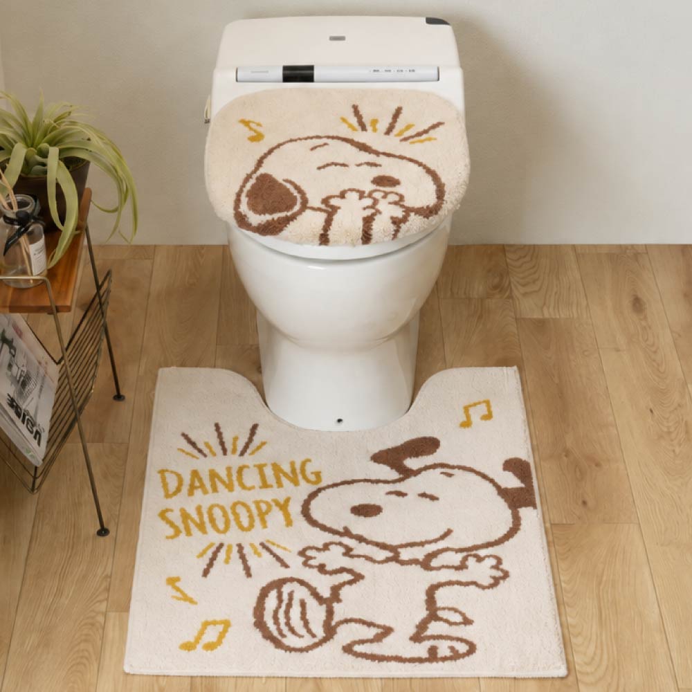 7日迄大特価　ベージュ色　PEANUTS スヌーピー トイレマットセット　新品 SNOOPY（スヌーピー） トイレマットセット 2点 ロングトイレマット 約