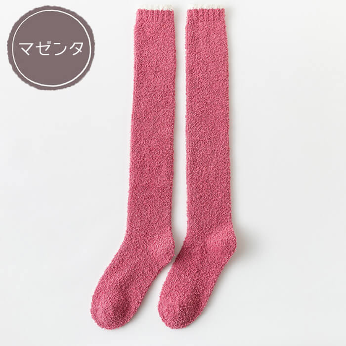 ニーハイ ルームソックス もこもこ 6色 冬 暖かい オーバーニー