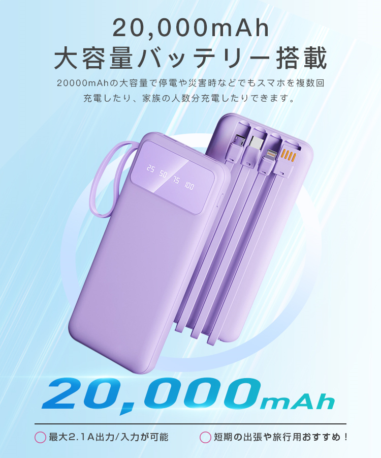 モバイルバッテリー 大容量 20000mAh 機内持ち込み 軽量 PSE認証済 Micro-USB Type-C充電 充電器 ５台同時充電 モバ充 スマホ携帯 充電器 iPhone15 14 Android｜senseshopping｜15