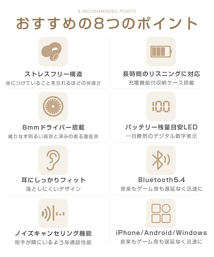 ワイヤレスイヤホン bluetooth5.4 イヤホン iphone15 ブルートゥース 片耳 両耳 残量表示 音量調整 iPhone/Android ヘッドホン 小型 軽量 高音質 左右分離｜senseshopping｜06