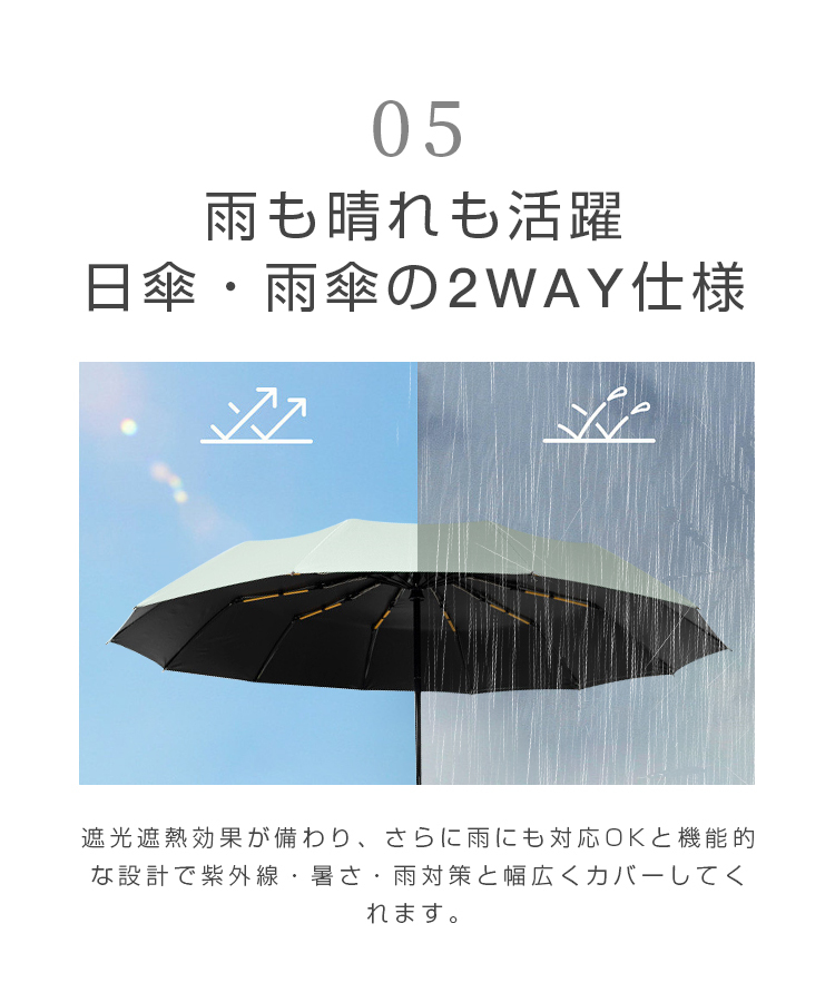 雨傘 折りたたみ傘 メンズ 自動開閉 ワンタッチ 12本骨 傘 日傘 雨傘 耐風 晴雨兼用 折り畳み傘  UVカット 撥水 大きい 持ちやすい 男女兼用 台風 梅雨対応 軽量｜senseshopping｜16