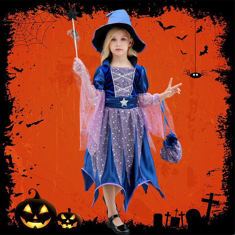 ハロウィン仮装 魔女 コスプレ衣装 キッズ用 ...の詳細画像1