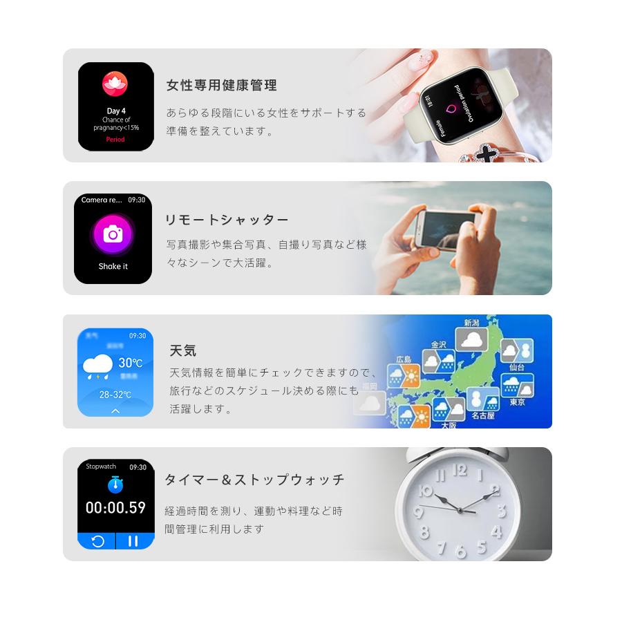 スマートウォッチ 通話機能  体温 血圧 心拍数 大画面 血中酸素 日本製センサー 日本語 説明書 iphone android 歩数計 運動計測 防水 健康管理 24最新｜senseshopping｜21