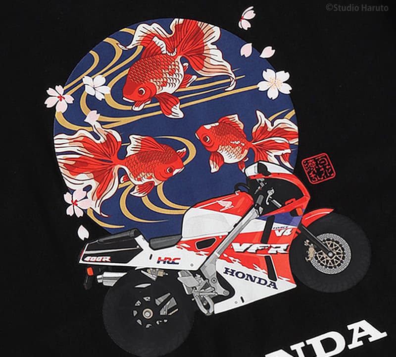 ホンダ（HONDA） HONDA×百花繚乱 半袖 バイク Tシャツ 金魚 VFR