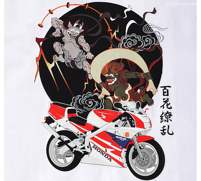 ホンダ（HONDA） HONDA×百花繚乱 半袖 バイク Tシャツ 風神雷神 NSR