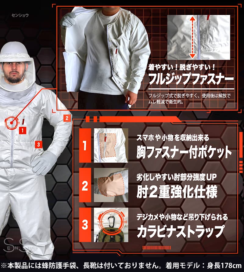 蜂防護服 ラプターPRO説明2