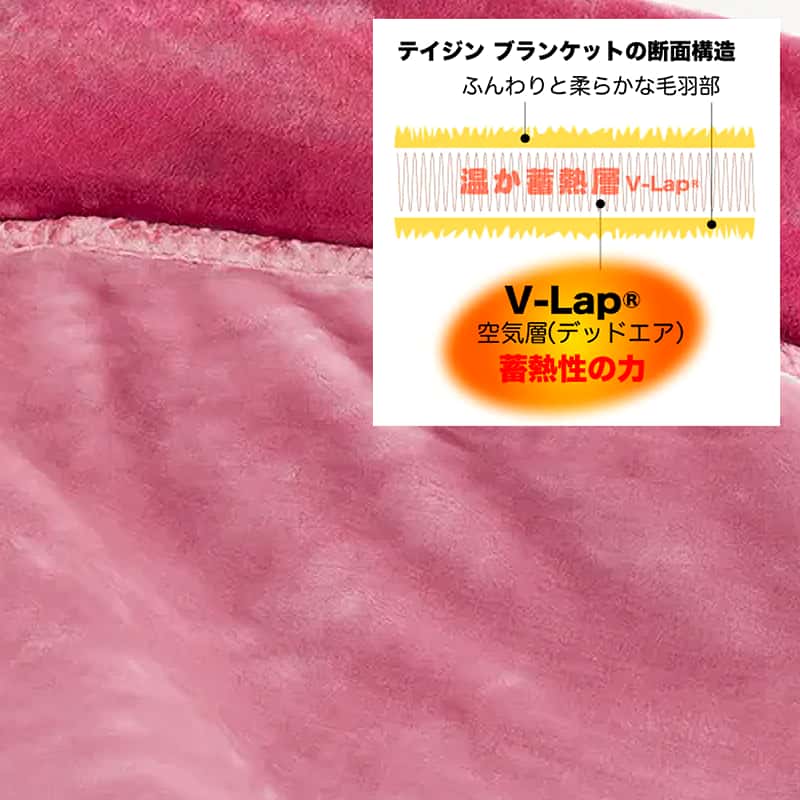 TEIJIN（テイジン） あったか掛け毛布 シングル 140×200cm V-Lap 無地