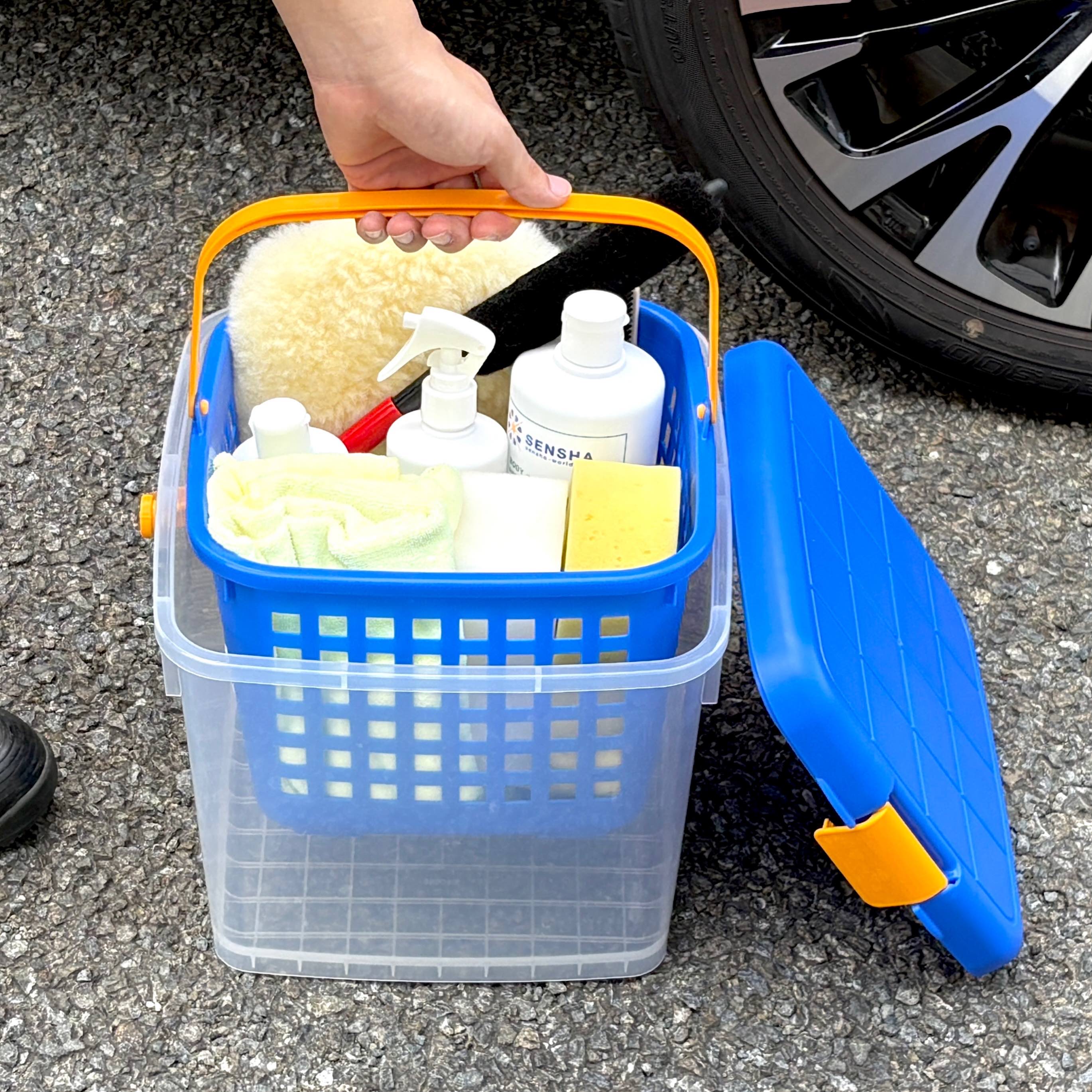 洗車バケツ 踏み台バケツ 多機能バケツ SENSHA 14Lバケツ 洗車用品 収納 耐荷重100kg バケツ