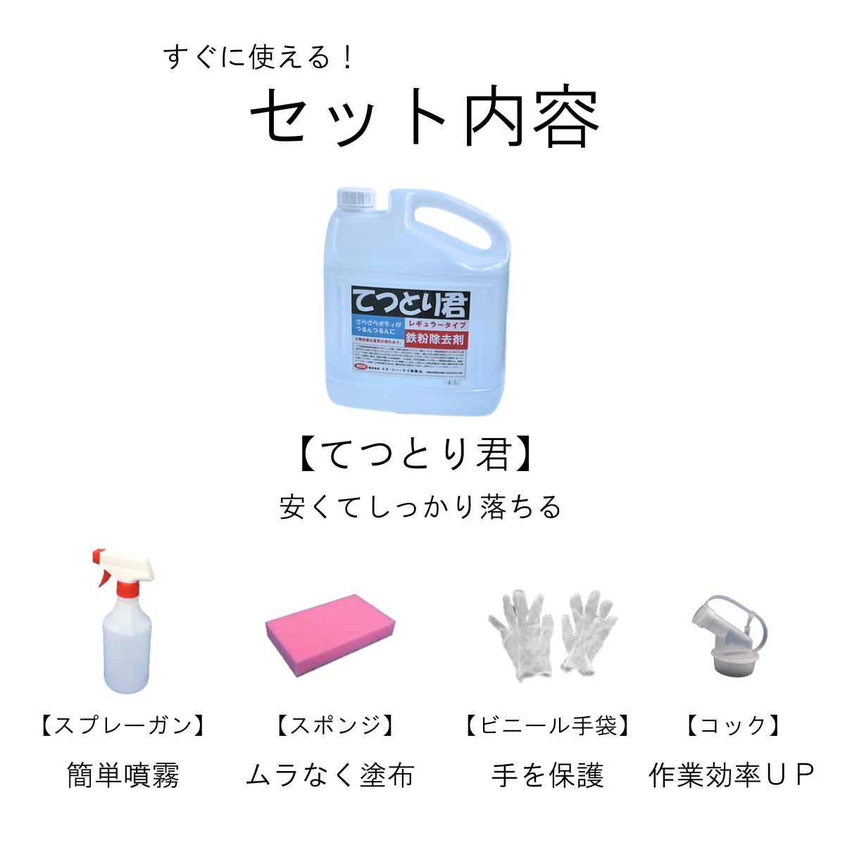 PITWORK 鉄粉除去剤　4l 鉄粉除去剤 中性 4L 業務用 洗車 下地処理 | てつとり君 : 洗車洗剤屋