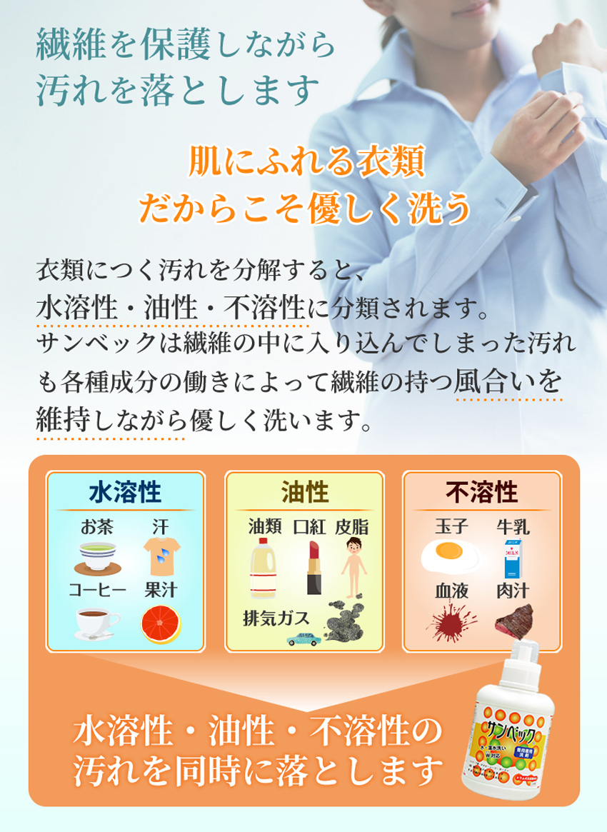 繊維を保護しながら汚れを落とします