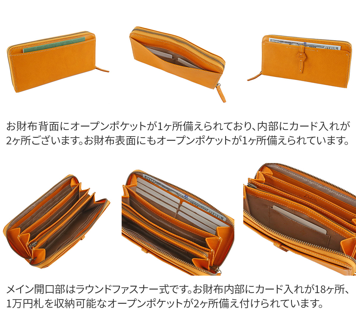 Dakota　エザーゴノ　小銭入れ付き長財布 ラウンドファスナー式 Dakota 【Wプレゼント付】 ダコタ エザーゴノ 小銭入れ付き長