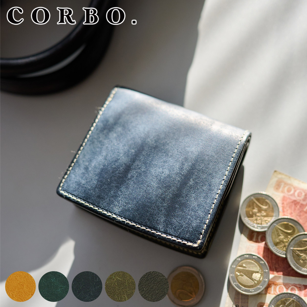 メンズ CORBO 財布 コルボ SLATE スレート プエブロレザー ネイビー