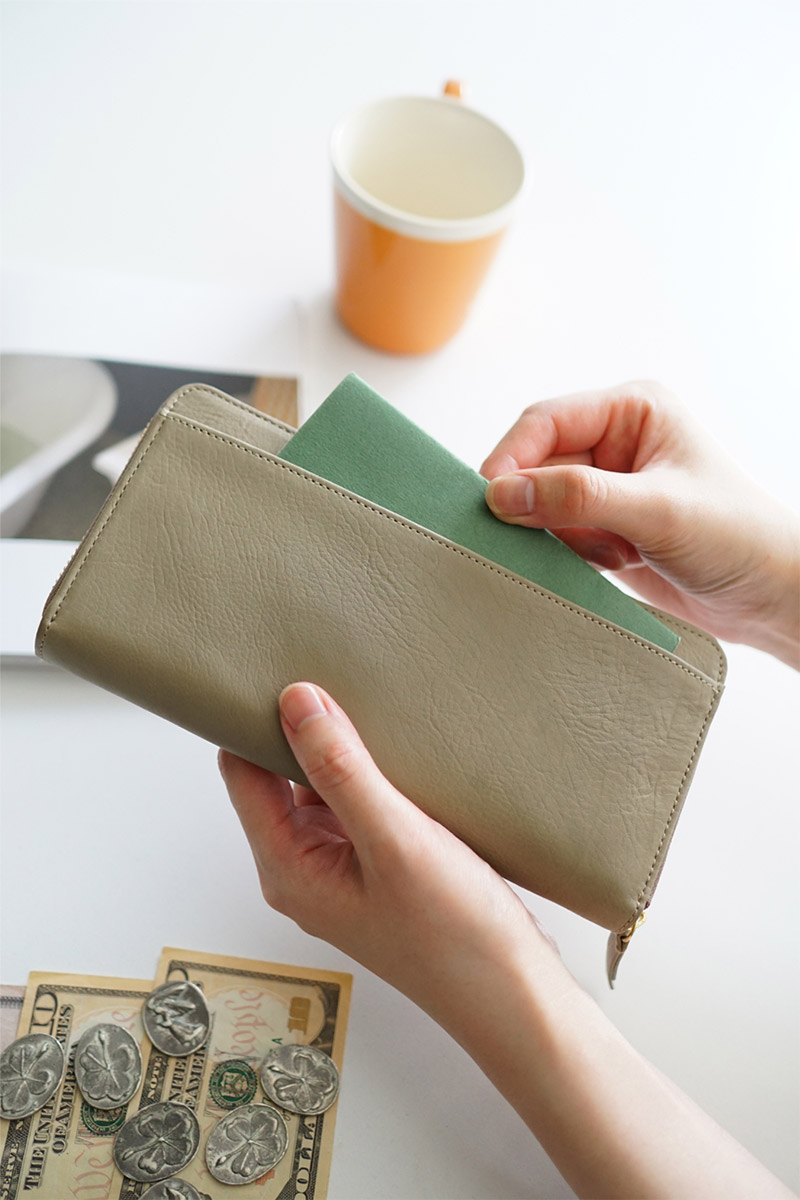 【genten】ピアチェーレ ラウンド長財布 グレー genten 【ケアセット＋安心の3年保証付】 ゲンテン Piacere