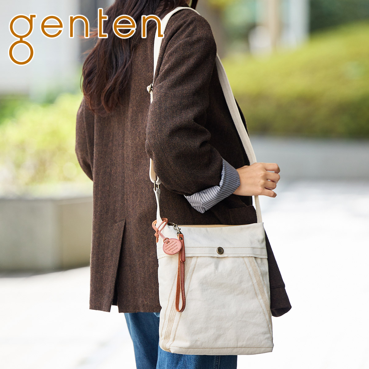 ★美品★genten ゲンテン ハンドバッグ ロゴ レザー 極美品☆ genten ゲンテン レザーペーパーバッグ ハンドバッグ