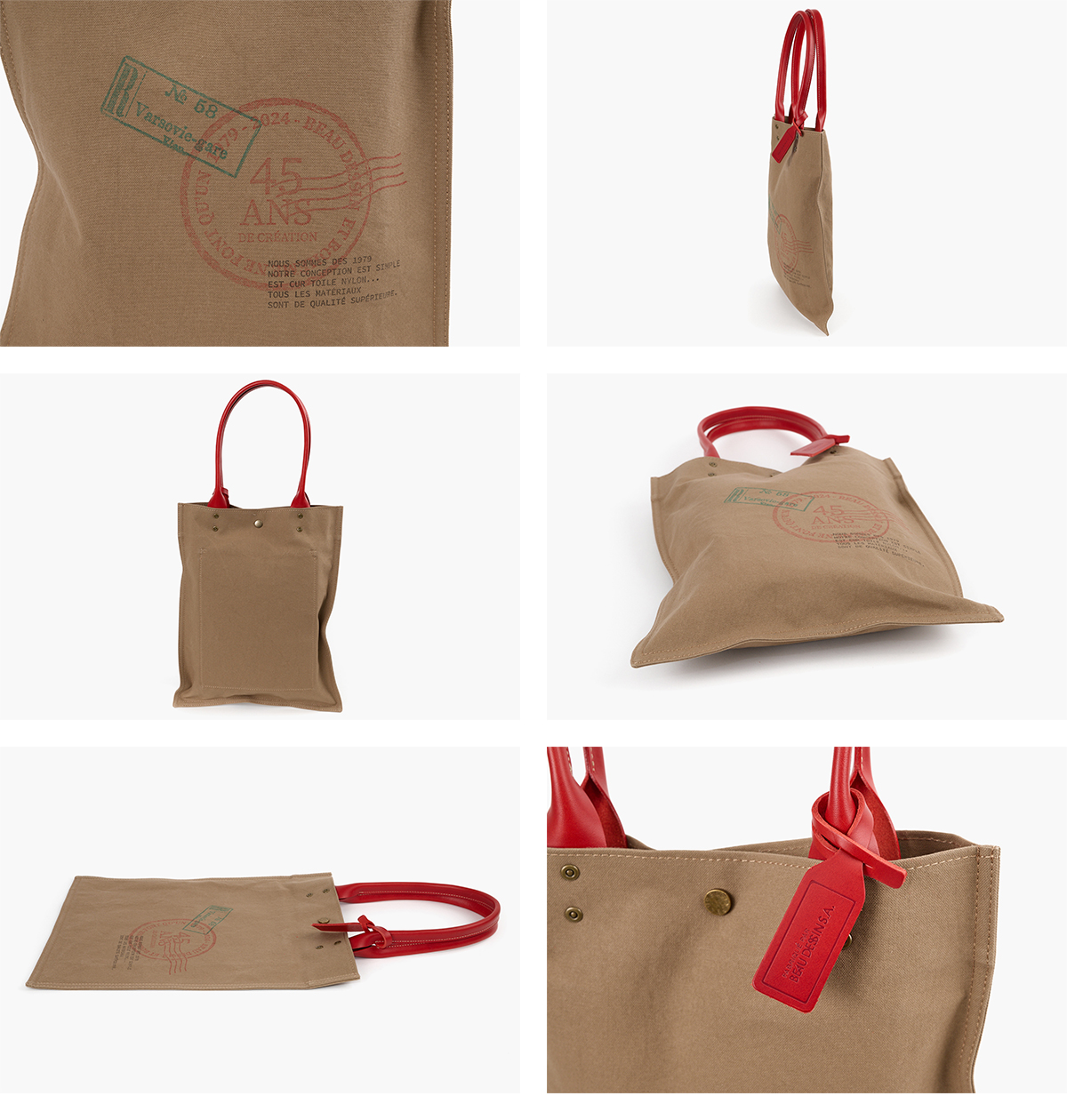 BEAU DESSIN S.A.　ボーデッサン　トートバッグ　レッド beau dessin（ボーデッサン） 3年保証付 BEAU DESSIN S.A. ハンプ