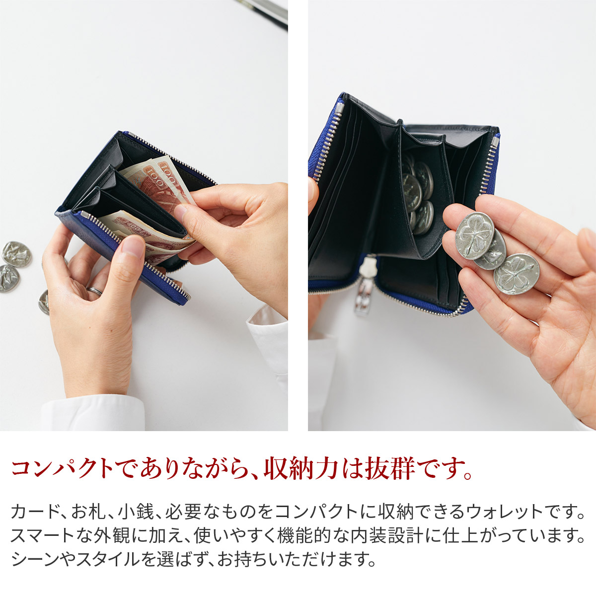 未使用級✨️PELLE MORBIDA ミニウォレット　L字ファスナー　ネイビー PELLE MORBIDA（ペッレ モルビダ） 3年保証＋ケアセット付 Barca