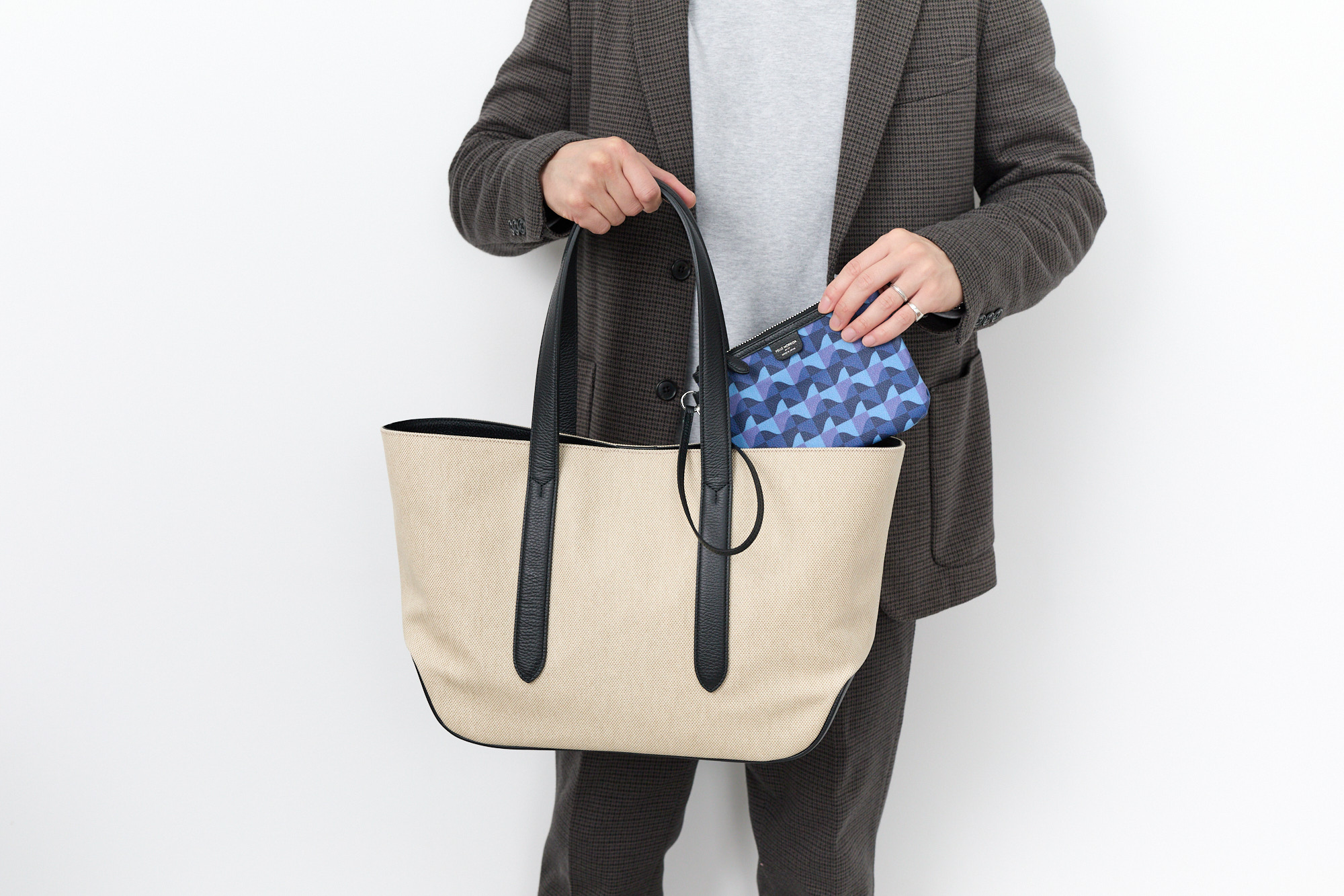 PELLE MORBIDA Cinque Terre キャンバス トートバッグ ポーチ付 PELLE MORBIDA ペッレモルビダ Cinque Terre チンクエテッレ