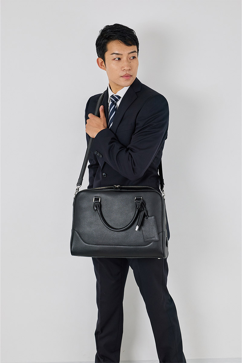 PELLE MORBIDA ペッレモルビダ Maiden Voyage メイデン ボヤージュ シュリンクレザー ブリーフバッグ 1室タイプ （ショルダーベルト付属） PMO-MB075の画像