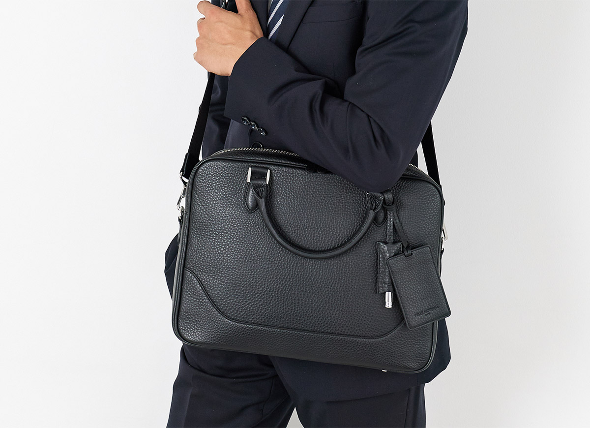 PELLE MORBIDA ペッレモルビダ Maiden Voyage メイデン ボヤージュ シュリンクレザー ブリーフバッグ 1室タイプ （ショルダーベルト付属） PMO-MB077の画像
