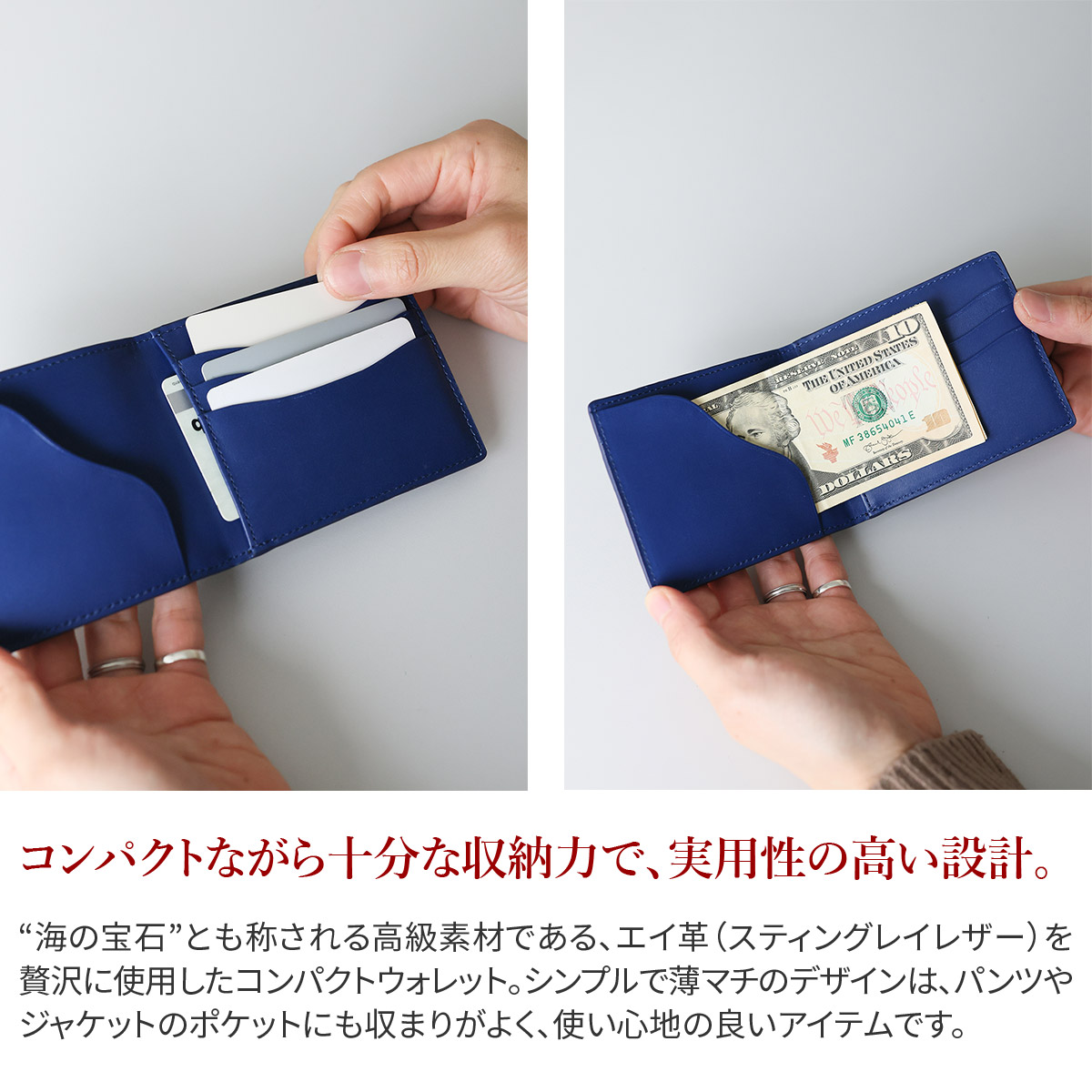 ペッレモルビダ 3年保証＋ケアセット付 PELLE MORBIDA ペッレモルビダ Barca バルカ スティングレイレザー コンパクトウォレット PMO-SR004の画像