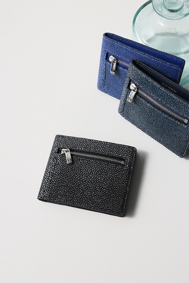 ペッレモルビダ 3年保証＋ケアセット付 PELLE MORBIDA ペッレモルビダ Barca バルカ スティングレイレザー コンパクトウォレット PMO-SR004の画像
