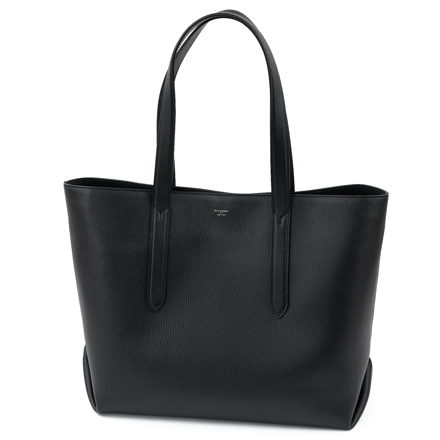 美品✨ペッレモルビダ　トートバッグ　コローレ　シボ革　ブラック　ロゴ刻印有り 美品✨ペッレモルビダ トートバッグ コローレ シボ革 ブラック ロゴ