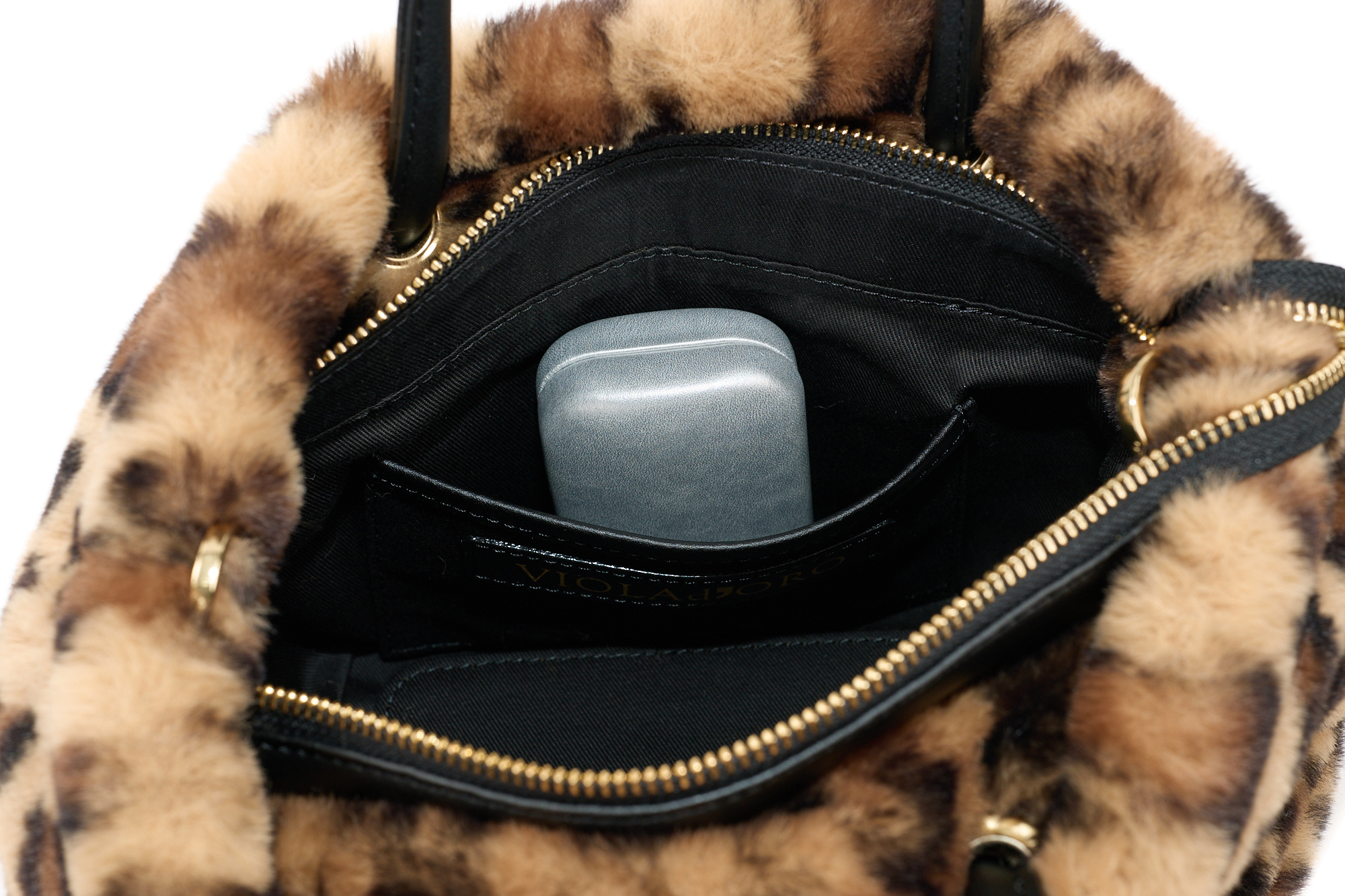 VIOLAd'ORO（ヴィオラドーロ）　フォックスファーバッグ　ゴールドハンドル VIOLAd'ORO（ヴィオラドーロ） フォックスファーバッグ ゴールド