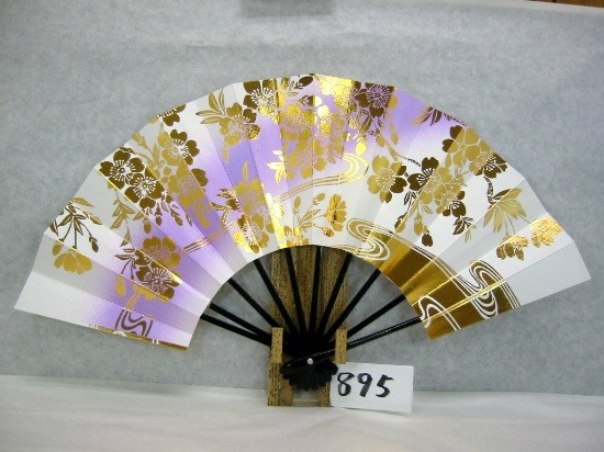 舞扇子 A894 金箔桜水流 ナナメ朱シルバーピース 【箱なし】 サイズ